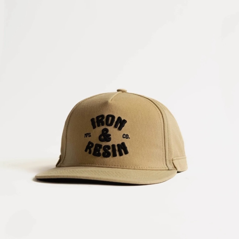 Iron & Resin Tan Carpenter Hat with Black Embroidery